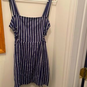 Navy Blue & White Striped Dress